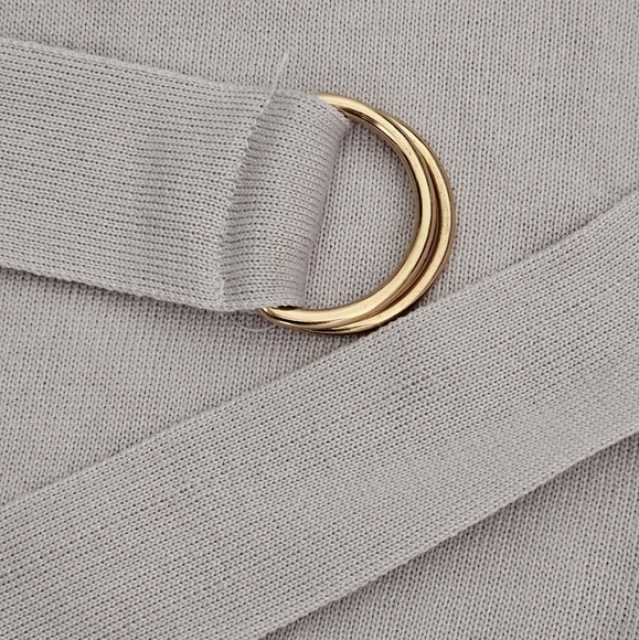 Lilac light purple lavender short sleeves gold tone belt rayon knit dress S - Picture 9 of 12